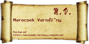 Marecsek Varsány névjegykártya